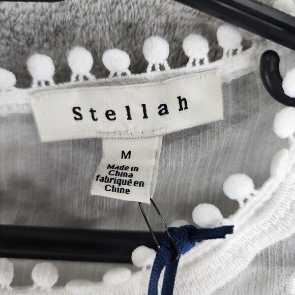 Womens White Stellah Blouse Top Lace Flutter Ruffle Sleeve Relaxed Embroidered M - Picture 6 of 12